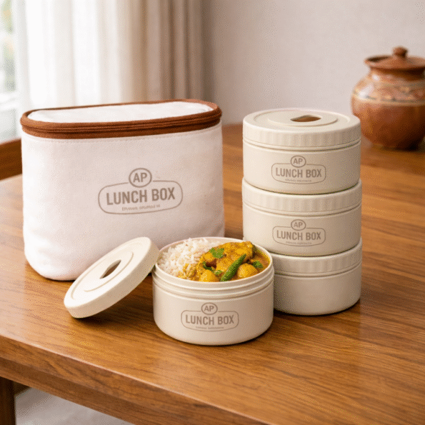 4-Layer Insulated Stainless Steel Hotpot Lunch Box with Leakproof Lid